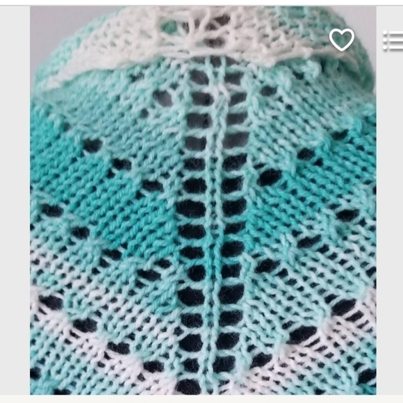 Handmade Striped Shawl Seafoam Green & White OSFM - Picture 5 of 5